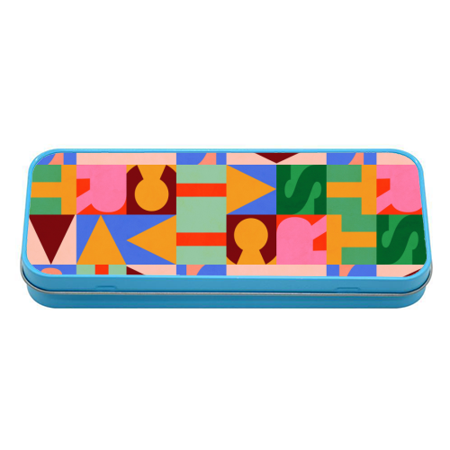 Festive Mid-mod Typographic Christmas • Bold and Bright - tin pencil case by Dominique Vari