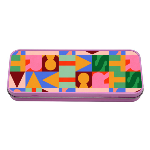 Festive Mid-mod Typographic Christmas • Bold and Bright - tin pencil case by Dominique Vari