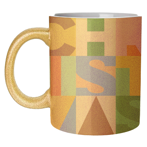 Festive Mid-mod Typographic Christmas • Bold and Bright - unique mug by Dominique Vari