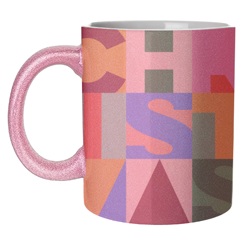 Festive Mid-mod Typographic Christmas • Bold and Bright - unique mug by Dominique Vari
