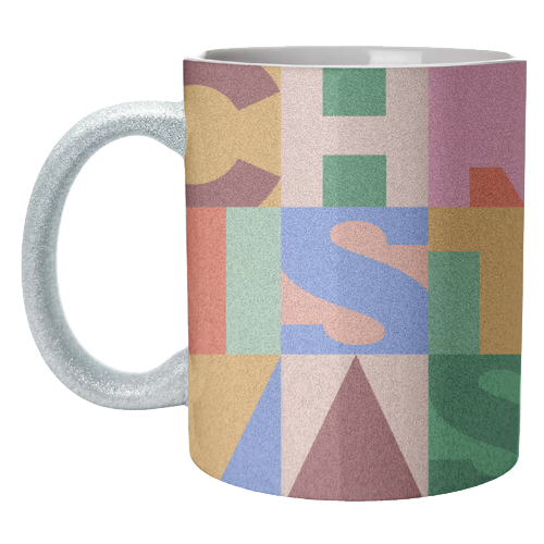 Festive Mid-mod Typographic Christmas • Bold and Bright - unique mug by Dominique Vari