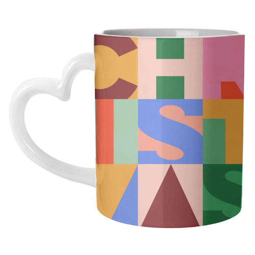 Festive Mid-mod Typographic Christmas • Bold and Bright - unique mug by Dominique Vari