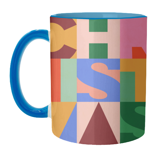 Festive Mid-mod Typographic Christmas • Bold and Bright - unique mug by Dominique Vari