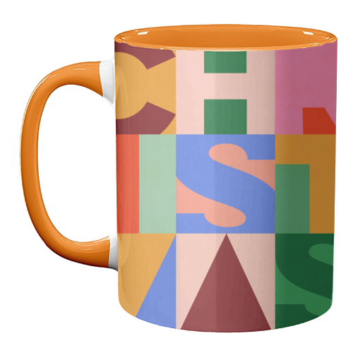 Festive Mid-mod Typographic Christmas • Bold and Bright - unique mug by Dominique Vari