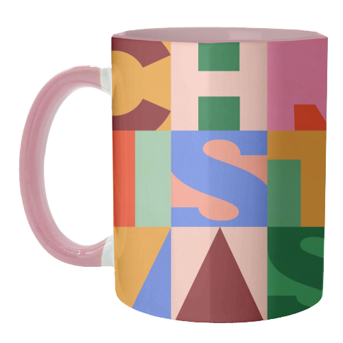 Festive Mid-mod Typographic Christmas • Bold and Bright - unique mug by Dominique Vari