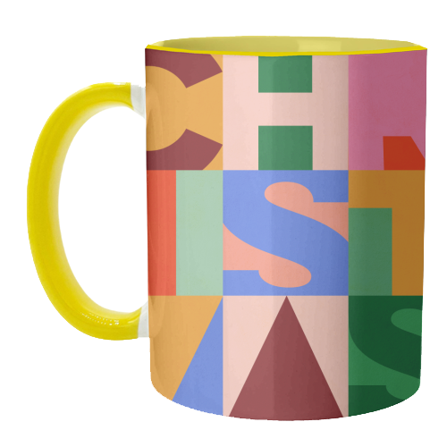 Festive Mid-mod Typographic Christmas • Bold and Bright - unique mug by Dominique Vari