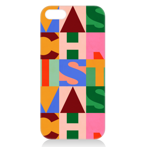Festive Mid-mod Typographic Christmas • Bold and Bright - unique phone case by Dominique Vari