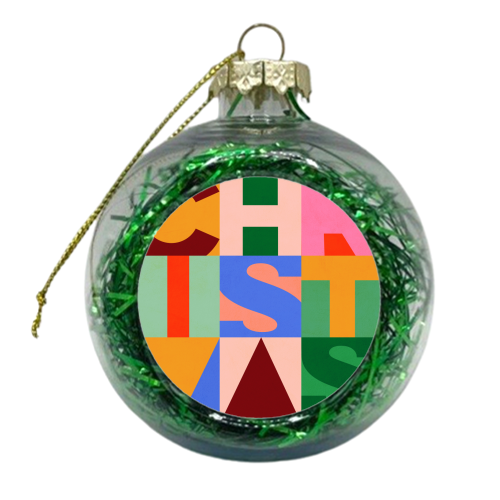 Festive Mid-mod Typographic Christmas • Bold and Bright - xmas bauble by Dominique Vari