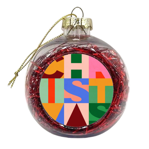 Festive Mid-mod Typographic Christmas • Bold and Bright - xmas bauble by Dominique Vari