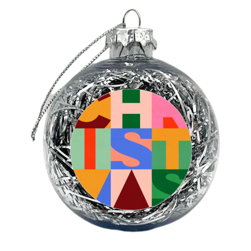 Festive Mid-mod Typographic Christmas • Bold and Bright - xmas bauble by Dominique Vari