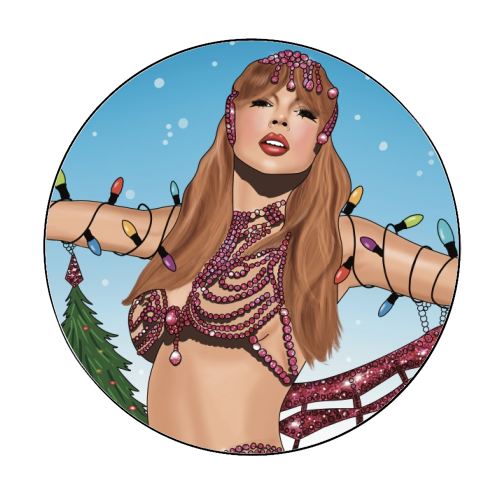 Festive Showgirl Era Print - Circle Sticker by Drawings by Firefly