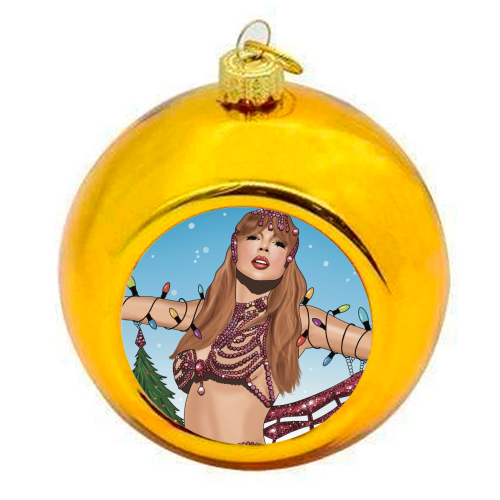 Festive Showgirl Era Print - colourful christmas bauble by Drawings by Firefly