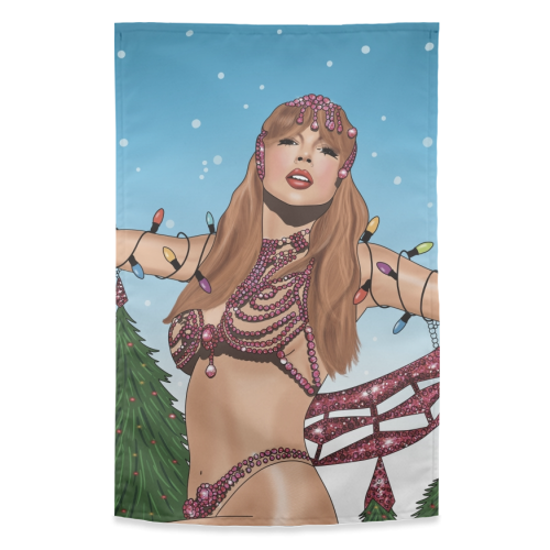 Festive Showgirl Era Print - funny tea towel by Drawings by Firefly