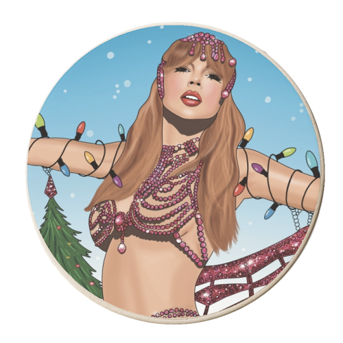 Festive Showgirl Era Print - personalised beer coaster by Drawings by Firefly