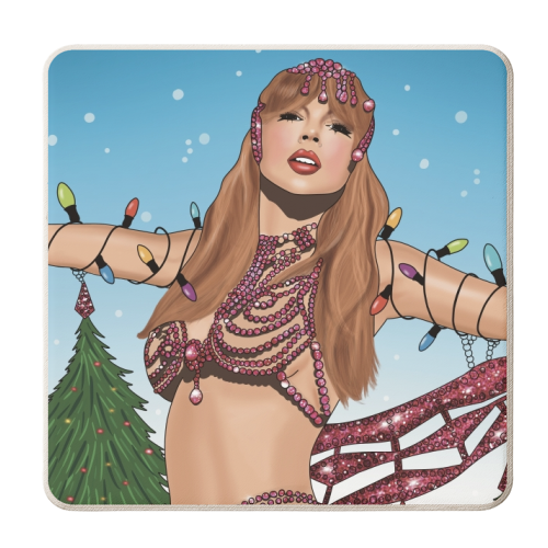 Festive Showgirl Era Print - personalised beer coaster by Drawings by Firefly
