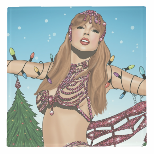 Festive Showgirl Era Print - personalised beer coaster by Drawings by Firefly