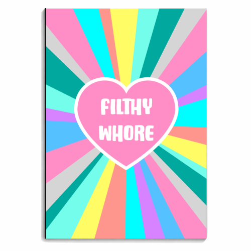 Filthy Whore Colour Burst - personalised A4, A5, A6 notebook by Adam Regester