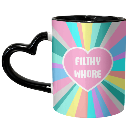 Filthy Whore Colour Burst - unique mug by Adam Regester