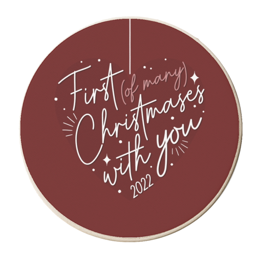 First Christmas with you heart print - personalised beer coaster by The Girl Next Draw