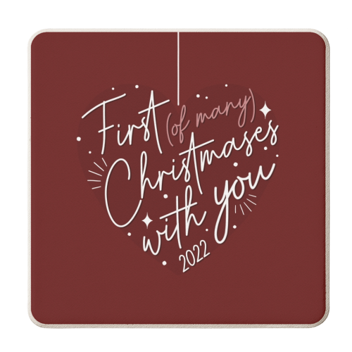First Christmas with you heart print - personalised beer coaster by The Girl Next Draw