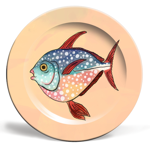 Fish Illustration - ceramic dinner plate by The Queer Store