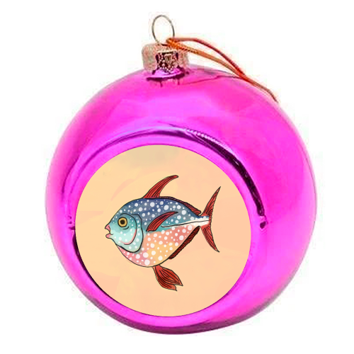 Fish Illustration - colourful christmas bauble by The Queer Store