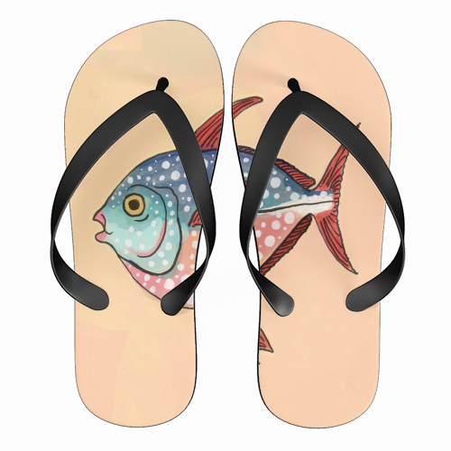 Fish Illustration - funny flip flops by The Queer Store