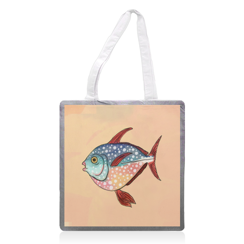 Fish Illustration - printed canvas tote bag by The Queer Store