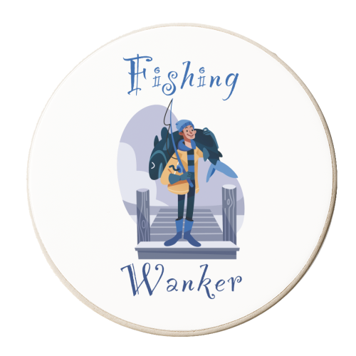 Fishing wanker - angling - joke, humour, funny - personalised beer coaster by UKVanlife