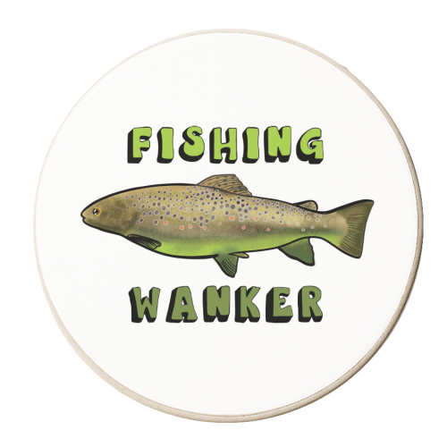 Fishing wanker - personalised beer coaster by PixieDrew