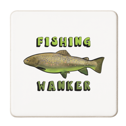 Fishing wanker - personalised beer coaster by PixieDrew