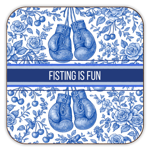 Fisting is fun - personalised beer coaster by Lilly Rose