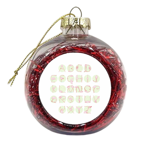 Flamingo Alphabet - xmas bauble by Emma Russell