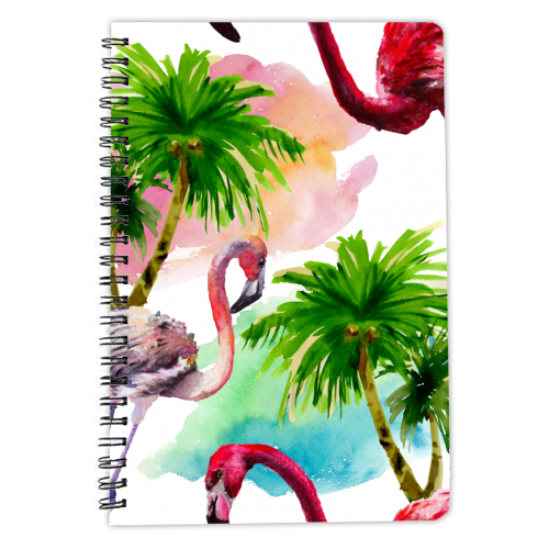 flamingo birds and palm trees - personalised A4, A5, A6 notebook by Anastasios Konstantinidis