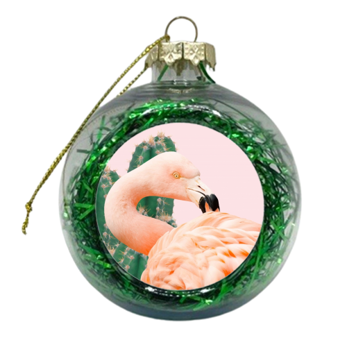 Flamingo & Cactus - xmas bauble by Uma Prabhakar Gokhale