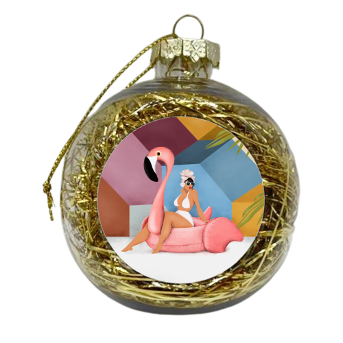 Flamingo - xmas bauble by Fatpings_studio
