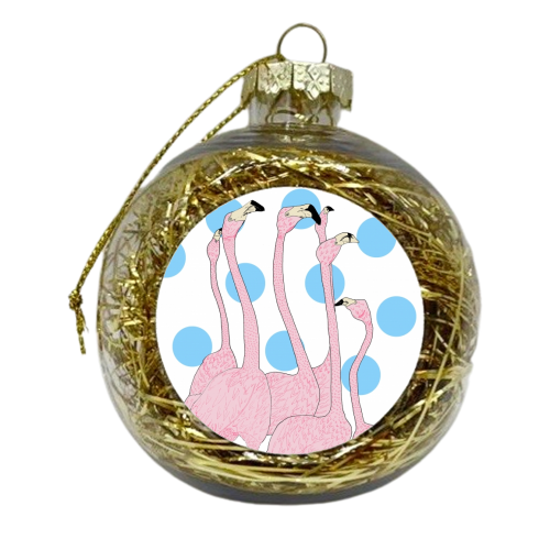 Flamingo  - xmas bauble by Hollie Victoria Thomas