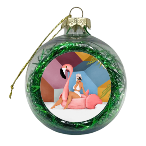 Flamingo - xmas bauble by Fatpings_studio