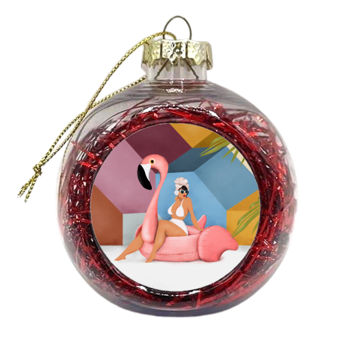 Flamingo - xmas bauble by Fatpings_studio