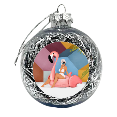 Flamingo - xmas bauble by Fatpings_studio