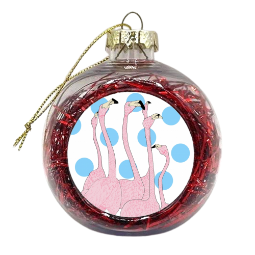 Flamingo  - xmas bauble by Hollie Victoria Thomas