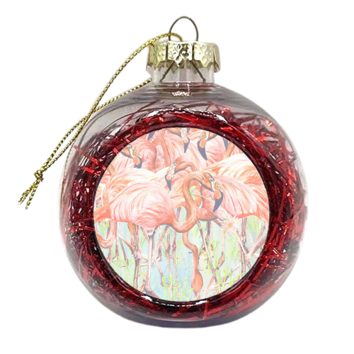 Flamingo Daisy - xmas bauble by Rachel Foreman