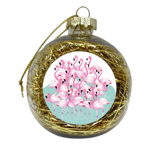 Flamingo lake - xmas bauble by Brita Ingebrigtsen