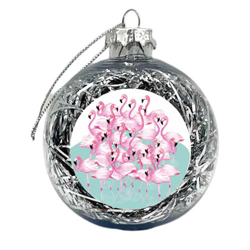 Flamingo lake - xmas bauble by Brita Ingebrigtsen