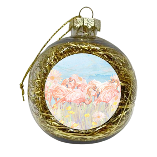Flamingo Meadow - xmas bauble by Rachel Foreman