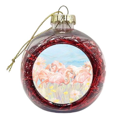 Flamingo Meadow - xmas bauble by Rachel Foreman
