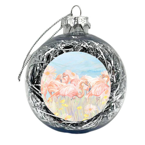 Flamingo Meadow - xmas bauble by Rachel Foreman