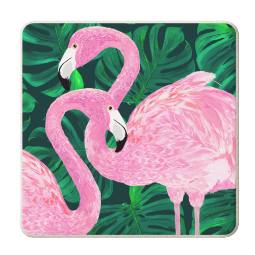 FLAMINGOES AND PALMS - personalised beer coaster by PEARL & CLOVER