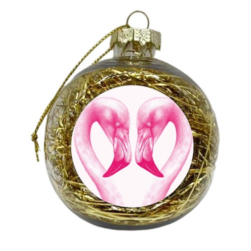 Flamingos - xmas bauble by Charlotte Jade O'Reilly