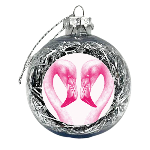 Flamingos - xmas bauble by Charlotte Jade O'Reilly